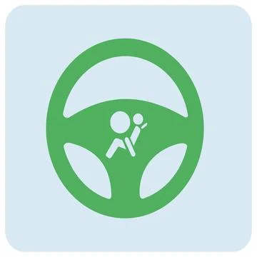 Green steering wheel with airbag vector icon Stock Illustration