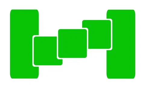 Green steps between two vertical bars Stock Illustration