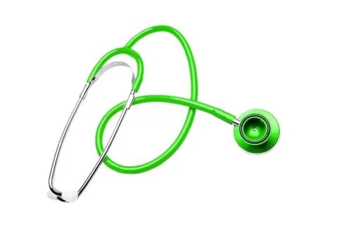 Green Stethoscope isolated on a white background Stock Photos