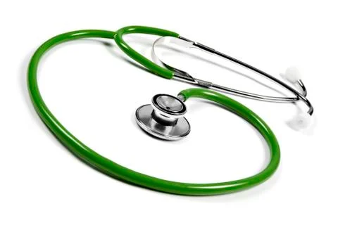 Green stethoscope on white background Stock Photos