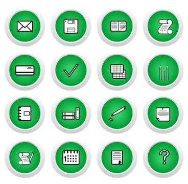 Green sticker with icon 16 Stock Illustration