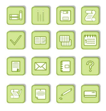 Green sticker with icon 9 Stock Illustration