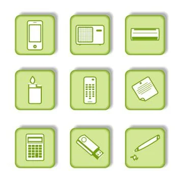 Green sticker with icon  Stock Illustration