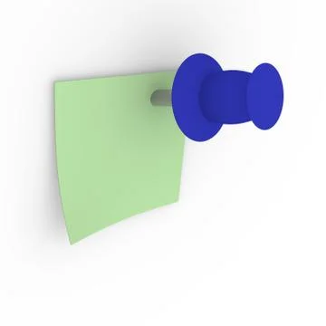 Green sticky note with blue pushpin Stock Illustration