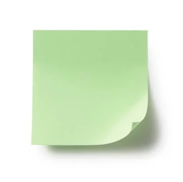 Green sticky notes on a white background Stock Photos