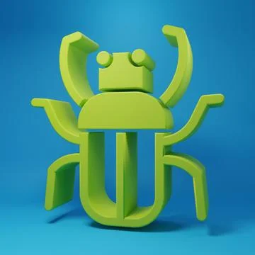 Green Stink bug icon isolated on blue background. Minimalism concept. 3D re.. Stockillustratie