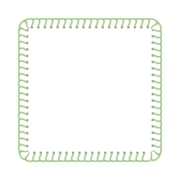 Green stitch thread border for textile ad design, sewing machine seam texture in Stock Illustration