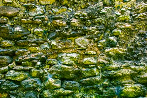 Green stones wall zero Stock Photos