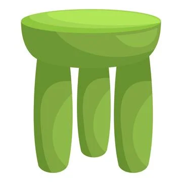 Green stool standing on three legs illustration Illustrazione stock
