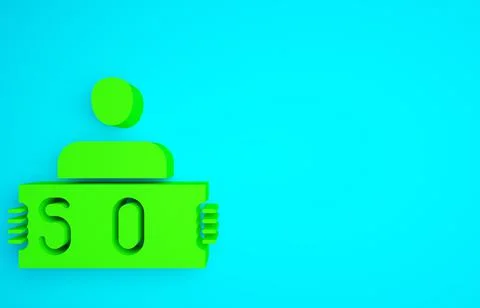 Green Stop war icon isolated on blue background. Antiwar protest. World peace Stock Illustration