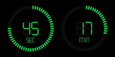 Green stopwatch countdown digital timer Stock Illustration