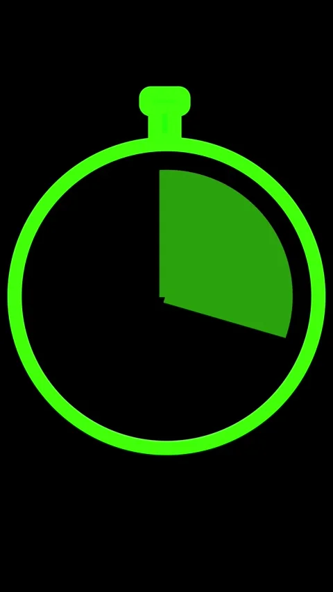 Green Stopwatch Icon with Segmented Circle and Button on Black Background t.. Stock Footage 337462792