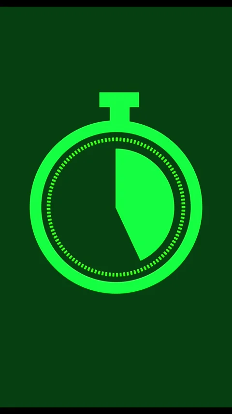Green stopwatch timer countdown animation from zero to sixty seconds on dar.. Stock Footage 331811759