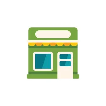 Green storefront building representing small business and local commerce Ilustración de archivo