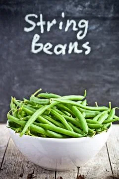 Green string beans in a bowl Stock Photos