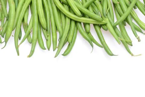 Green string beans on a  textured background, empty space for text, vegetable 스톡 사진