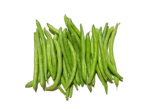 Green string beans on a white isolated background Stock Photos