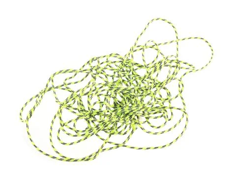 Green string or twine on a white background. Stock Photos