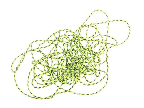 Green string or twine on a white background. Stock Photos