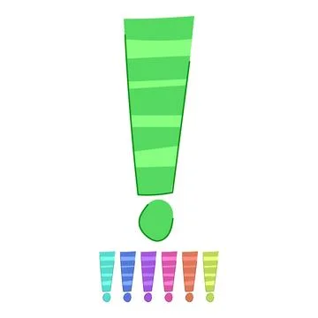 Green striped exclamation mark highlighting important attention concept graph Stock Illustration