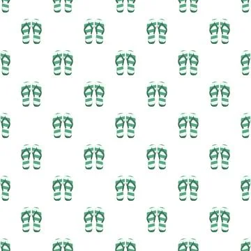 Green striped flip flops vacation summer pattern Stock Illustration
