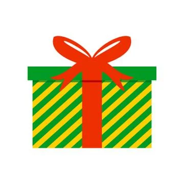 Green Striped Gift Box Vector Illustration Stock Illustration