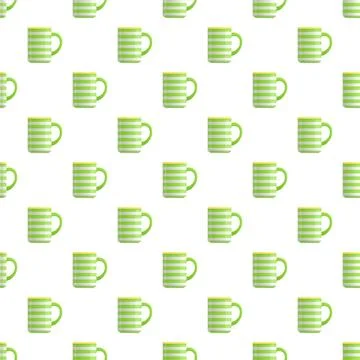Green striped mugs repeat seamless pattern background Stock Illustration
