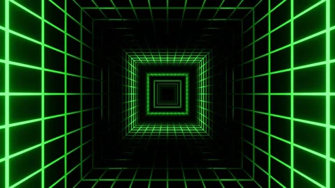 Green Striped Neon Light in a Mesh Tunnel Background VJ Loop in 4K Stock Footage 328358212