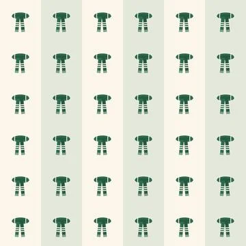 Green striped scarf seamless pattern with knitted winter scarves on cream and Stock Illustration