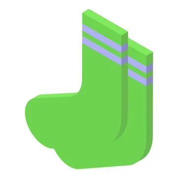 Green striped socks lying folded together isometric icon Stockillustratie