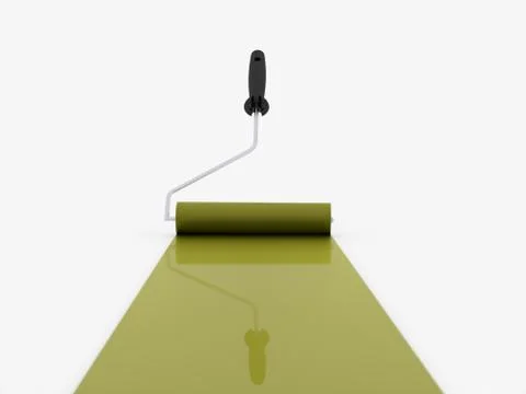 Green stroke with paint roller concept on white Stock Illustration