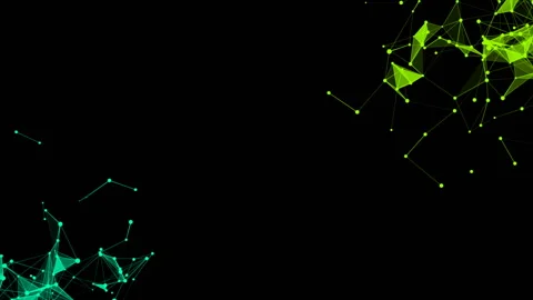Green structures with triangles on a black background.Abstract space background Vídeo Stock 95463127