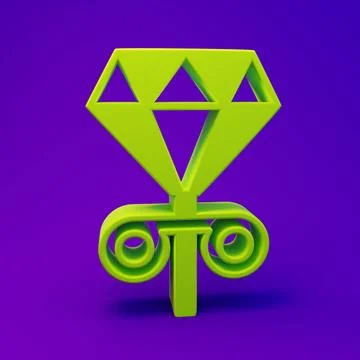 Green Stud earrings icon isolated on purple-blue background. Jewelry access.. Stock Illustration