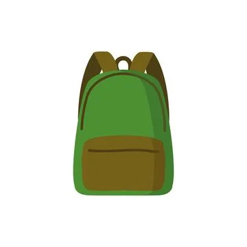 Green student backpack isolated, back to school concept Stock Illustration