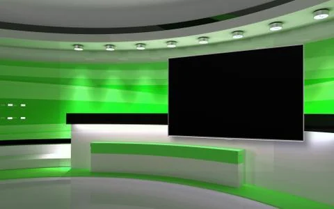 Green Studio. Green wall with light. Green background. Green back drop. 3d re イラスト素材
