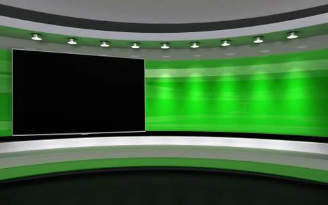 Green Studio. Green wall with light. Green background. Green back drop Stock Illustration