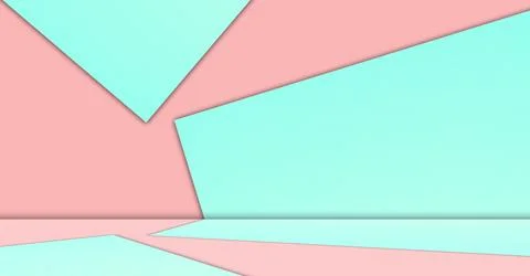 Green Studio Pink Bakcground Empty Room Minimal Kitchen Table Podium Stock Illustration