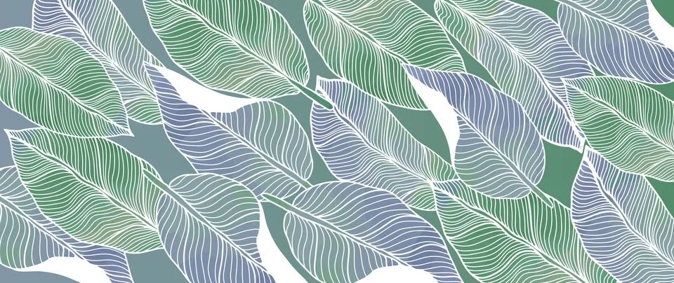 Green stylish vector background with white leaves for decor Stock Illustration