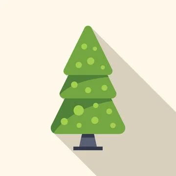 Green stylized christmas tree casting long shadow Stock Illustration