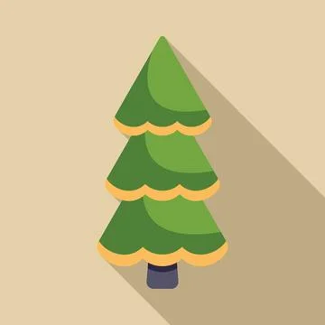 Green stylized christmas tree casting long shadow Stock Illustration