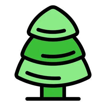 Green stylized christmas tree icon for festive projects Stock Illustration