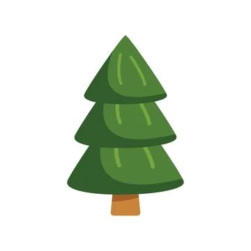Green stylized christmas tree standing on white background Stock Illustration