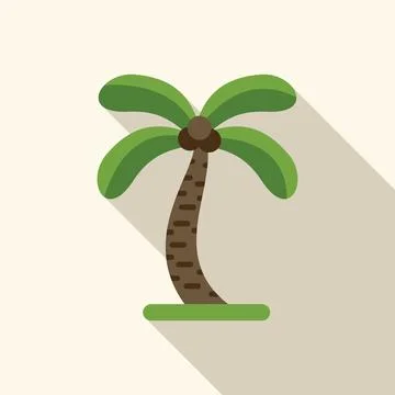 Green stylized coconut palm tree growing on tropical island Stockillustratie