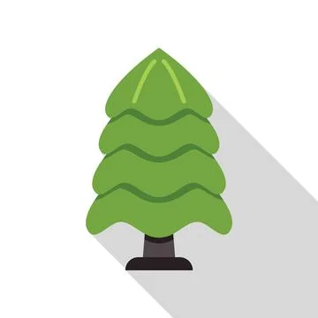 Green stylized coniferous tree casting long shadow 스톡 일러스트