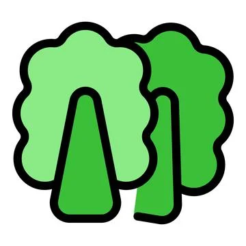 Green stylized trees growing side by side depicting urban parks and green are Illustration