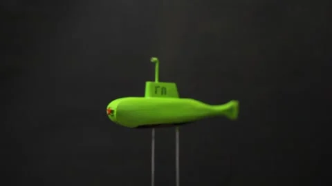 Green submarine underwater Stock Footage 323948215