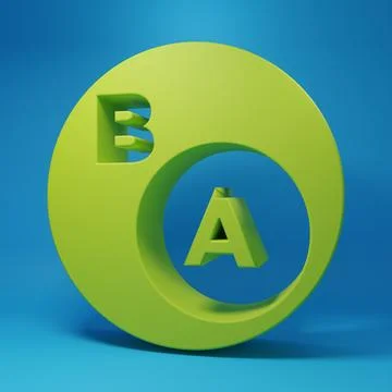 Green Subsets, mathematics, a is subset of b icon isolated on blue backgrou.. Stock Illustration