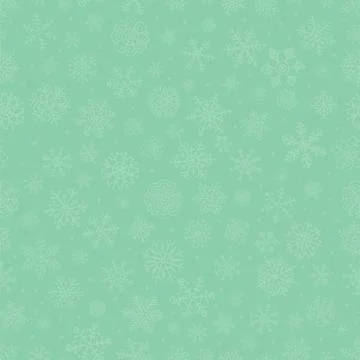 Green Subtle Winter Snow Flakes Doodle Seamless Background Stock Illustration