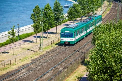 Green suburb train in budapest Stock Photos