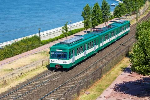 Green suburb train in budapest Stock Photos